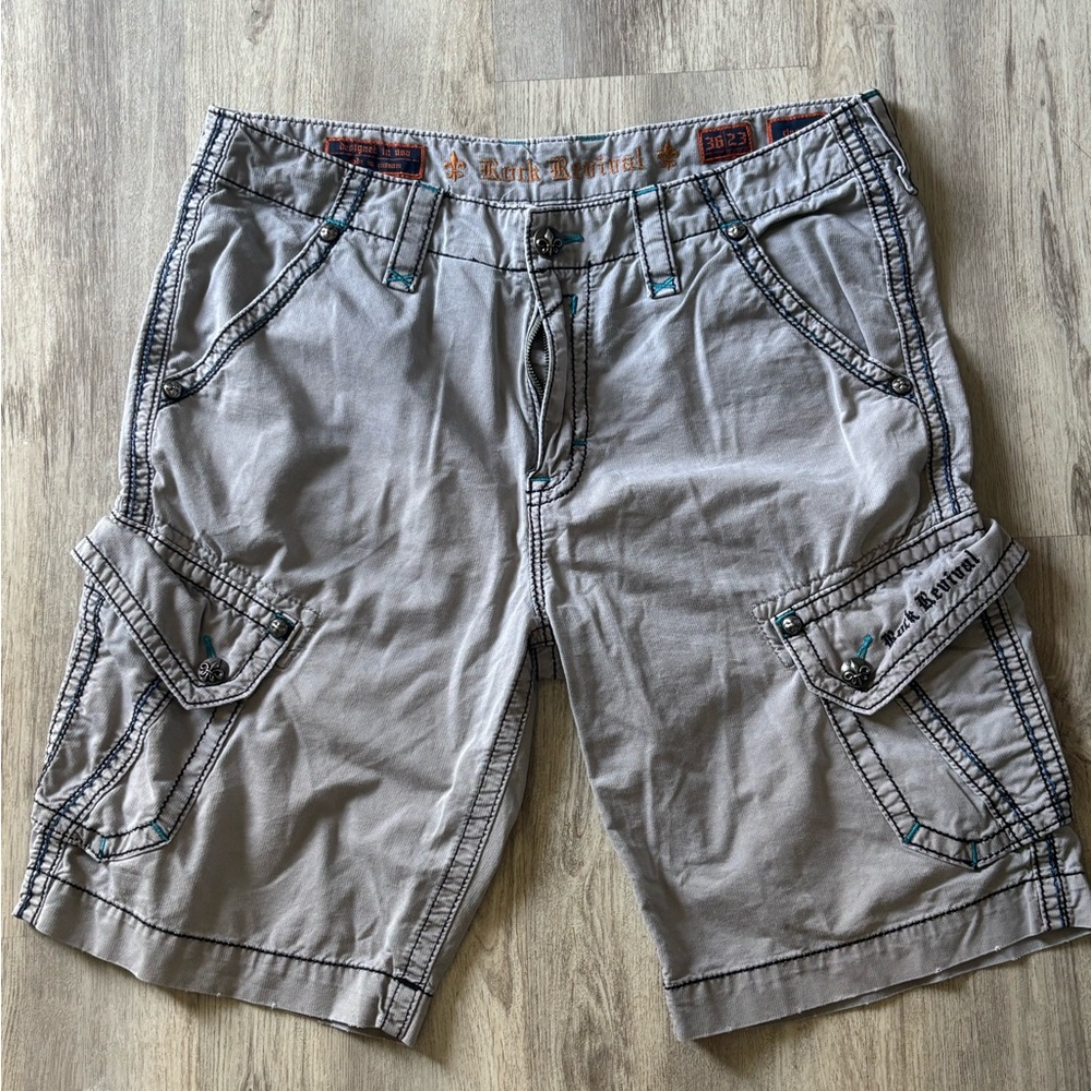 Rock Revival Light Gray Cargo Shorts